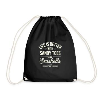 Des collectionneurs de coquillages collectent des trésors marins sur la plage - Sac de sport léger - noir - Devant