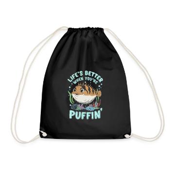 Poisson-globe passionné de la vie marine Quirky - Sac de sport léger - noir - Devant