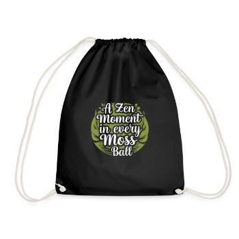 Kokedama Moss Ball Plants Japanese Gardening - Drawstring Bag - black - Front
