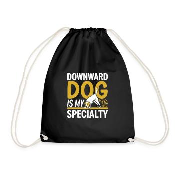 Doga Dog Yoga Pet Wellness Mindful Stretching - Drawstring Bag - black - Front