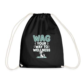 Doga Dog Yoga Pet Wellness Mindful Stretching - Drawstring Bag - black - Front