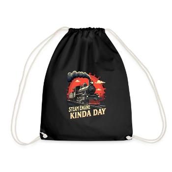 Train Ride -locomotive Adventure - Drawstring Bag - black - Front