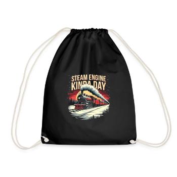 Train Ride -locomotive Adventure - Drawstring Bag - black - Front