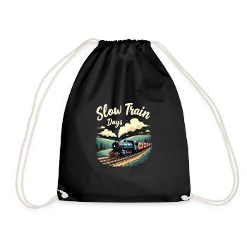 Train Ride -locomotive Adventure - Drawstring Bag - black - Front
