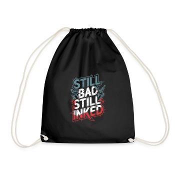 Seniors with tattoos proudly aging, - Drawstring Bag - black - Front