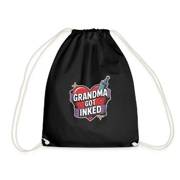 Seniors with tattoos proudly aging, - Drawstring Bag - black - Front