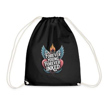 Seniors with tattoos proudly aging, - Drawstring Bag - black - Front