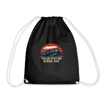 Train Ride -locomotive Adventure - Drawstring Bag - black - Front