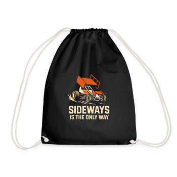 Sprint Car Racing Dirt Track Speed Oval Race - Drawstring Bag - black - Front