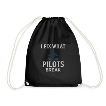 Aviation Mechanic Faa Humor Aircraft Technician - Drawstring Bag - black - Front