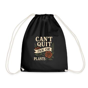 Tattooed plant lover plant mom - Drawstring Bag - black - Front