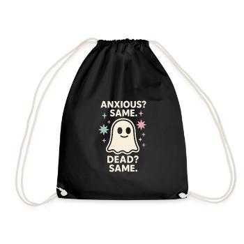 Sad Ghost Ghost Humor Fear Fear Ghost Psychic - Drawstring Bag - black - Front