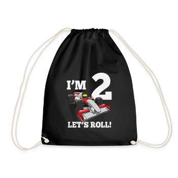 I Am 2 Let's Roll racing car for 2 year old - Drawstring Bag - black - Front