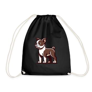 Dessin animé Boston Terrier Graphique - Sac de sport léger - noir - Devant