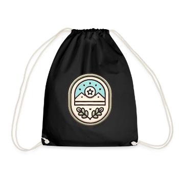 Simple Badge Design Soft Illustration - Drawstring Bag - black - Front