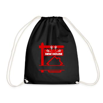 Real estate agent new house red logo - Drawstring Bag - black - Front