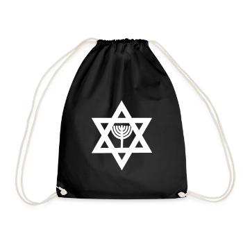 Étoile de david judaïsme menorah blanc - Sac de sport léger - noir - Devant