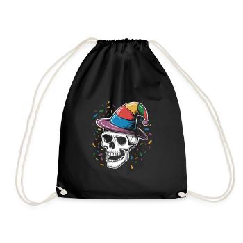 Drôle de crâne avec bonnet de fou et confettis - Sac de sport léger - noir - Devant