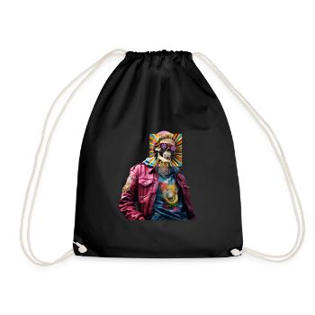 Skull With Pop Art - Drawstring Bag - black - Front