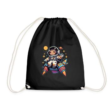Petit astronaute dans la bande dessinée animée du vaisseau spatial - Sac de sport léger - noir - Devant