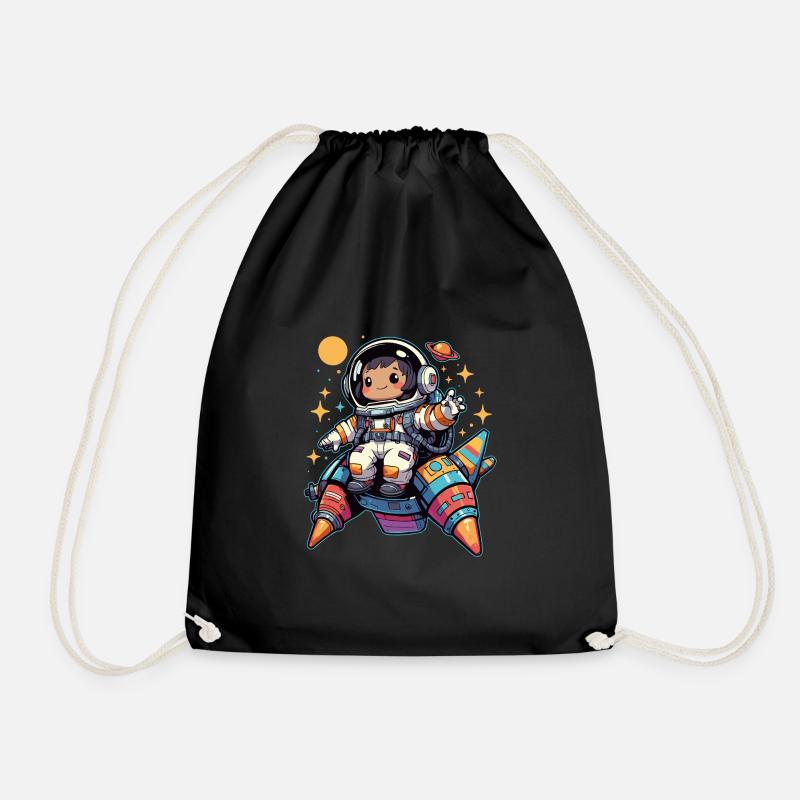 Kleiner Astronaut in Raumschiff Anime Comic - Turnbeutel - Schwarz