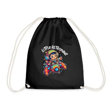 Petit astronaute dans la bande dessinée animée du vaisseau spatial - Sac de sport léger - noir - Devant