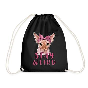 Restez bizarre Sphynx Cat Cat Owner Gift - Sac de sport léger - noir - Devant