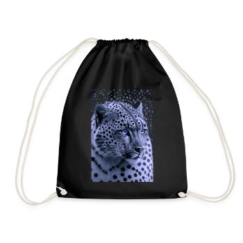 Snow Leopard Blue Eyes - Drawstring Bag - black - Front