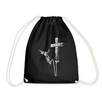 Bungee Jesus - Bungeesus - Jesus Bungee jumping - Drawstring Bag - black - Front
