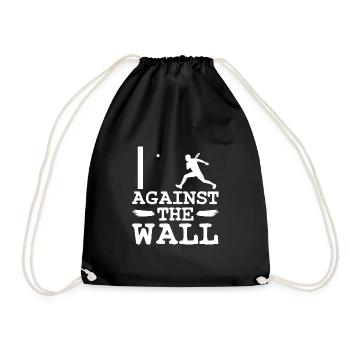 Squash against the wall Spruch - Turnbeutel - Schwarz - Vorne