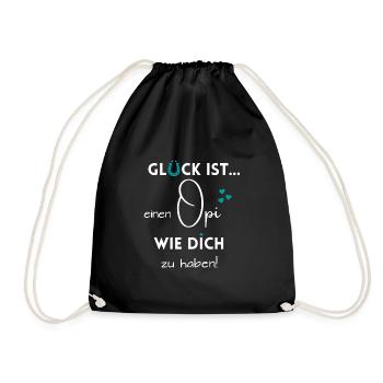 Glück ist, einen Opi wie Dich zu haben! - Turnbeutel - Schwarz - Vorne