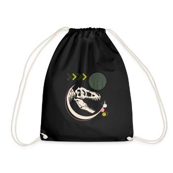 Dino 3, T-Rex, skeleton, wild world - Drawstring Bag - black - Front