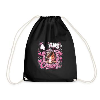 Cheval 4 Ans Anniversaire Fille Poney - Sac de sport léger - noir - Devant