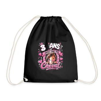 Cheval 3 Ans Anniversaire Fille Poney - Sac de sport léger - noir - Devant