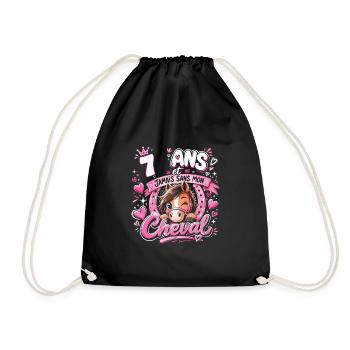 Cheval 7 Ans Anniversaire Fille Poney - Sac de sport léger - noir - Devant