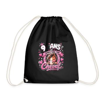 Cheval 9 Ans Anniversaire Fille Poney - Sac de sport léger - noir - Devant