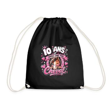 Cheval 10 Ans Anniversaire Fille Poney - Sac de sport léger - noir - Devant