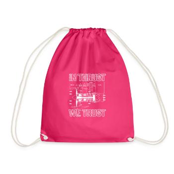 In Thrust We Trust - Vintage Design - Drawstring Bag - fuchsia - Front