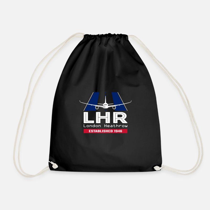 LHR London Heathrow Flughafen UK - Plane Design - Turnbeutel - Schwarz