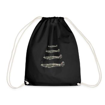 Spitfire Fighter Pilot - Retro Gift Pilot - Drawstring Bag - black - Front