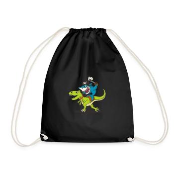 Cadeau de pirate dinosaure requin drôle - Sac de sport léger - noir - Devant