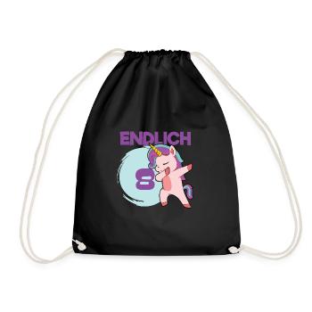 Endlich 8 Dabbing Einhorn - Turnbeutel - Schwarz - Vorne