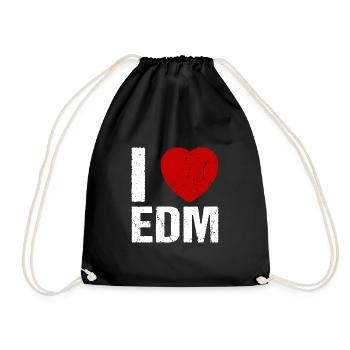 I love EDM Techno House Music - Drawstring Bag - black - Front