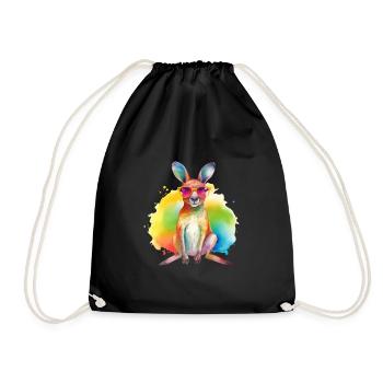 Kangourou cool coloré avec des lunettes de soleil - Sac de sport léger - noir - Devant