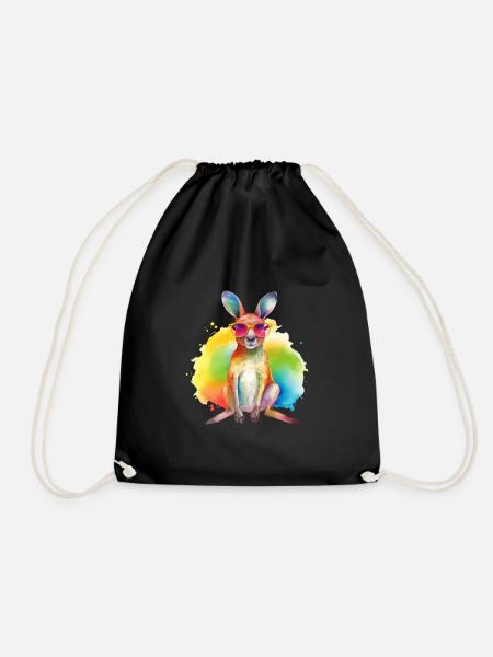 Buntes cooles Känguru mit Sonnenbrille - Turnbeutel - Schwarz