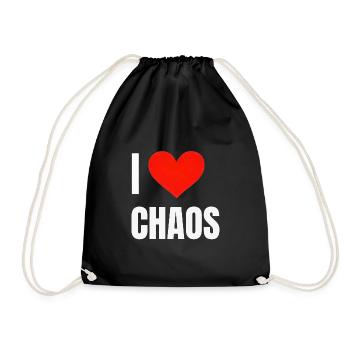 I ❤️ Chaos - Drawstring Bag - black - Front