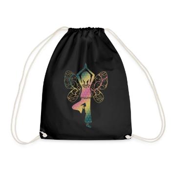 Yoga, asana tree, flower of life, yoga teacher - Drawstring Bag - black - Front