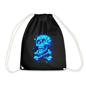 Graffiti Pirate Crâne Bleu - Sac de sport léger - noir - Devant