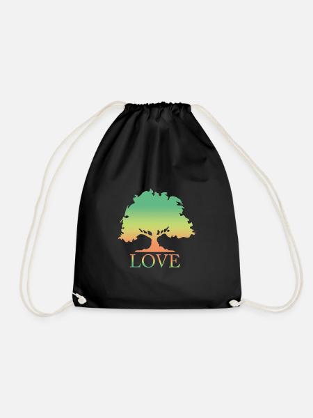 Love, Natur, Wald, Baum, Ich liebe Bäume, Umwelt - Turnbeutel - Schwarz