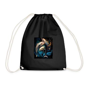 Dolphin Flag - Drawstring Bag - black - Front
